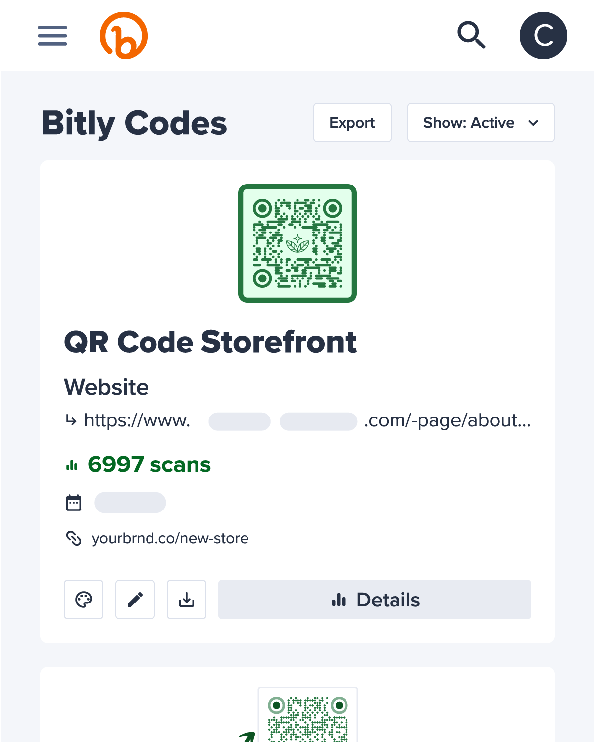 Codes QR Bitly dans le tableau de bord de la Plateforme Connexions